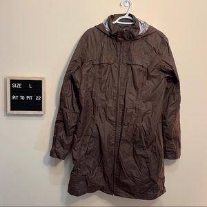 Long Brown Mesh Lined Rain Jacket